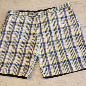 Olde School Brand Men's Reversible Shorts Yellow/Blue Plaid & Navy Men's Size 40